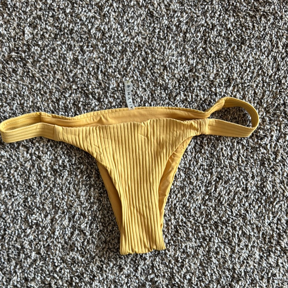 Yellow Ribbed Bikini Bottom